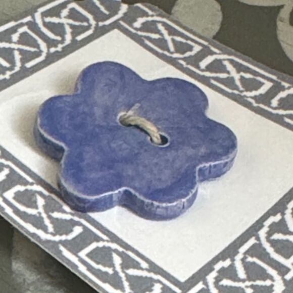 Purple Blue Ceramic Flower Button - Picture 2 of 4